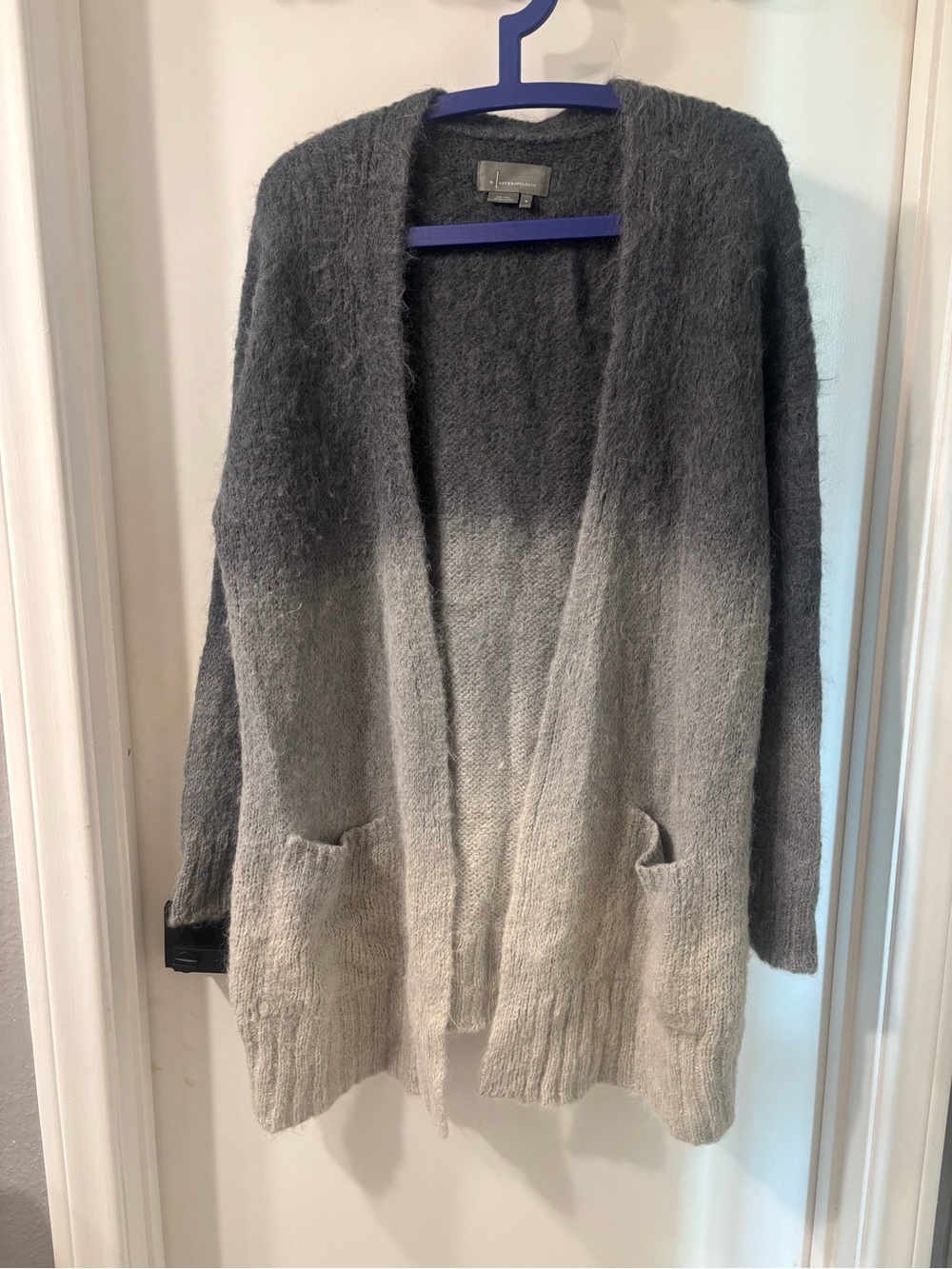 Anthropologie Ombre Open-Front Cardigan in Dark Gray to Light Gray
